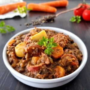 Potée de saucisses de morteau et lentilles aux légumes