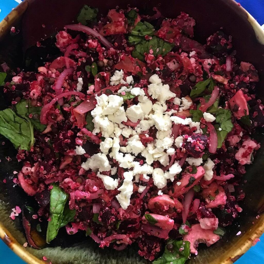 Salade betterave-champignons-feta