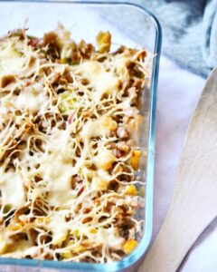 Gratin de crozets aux poireaux