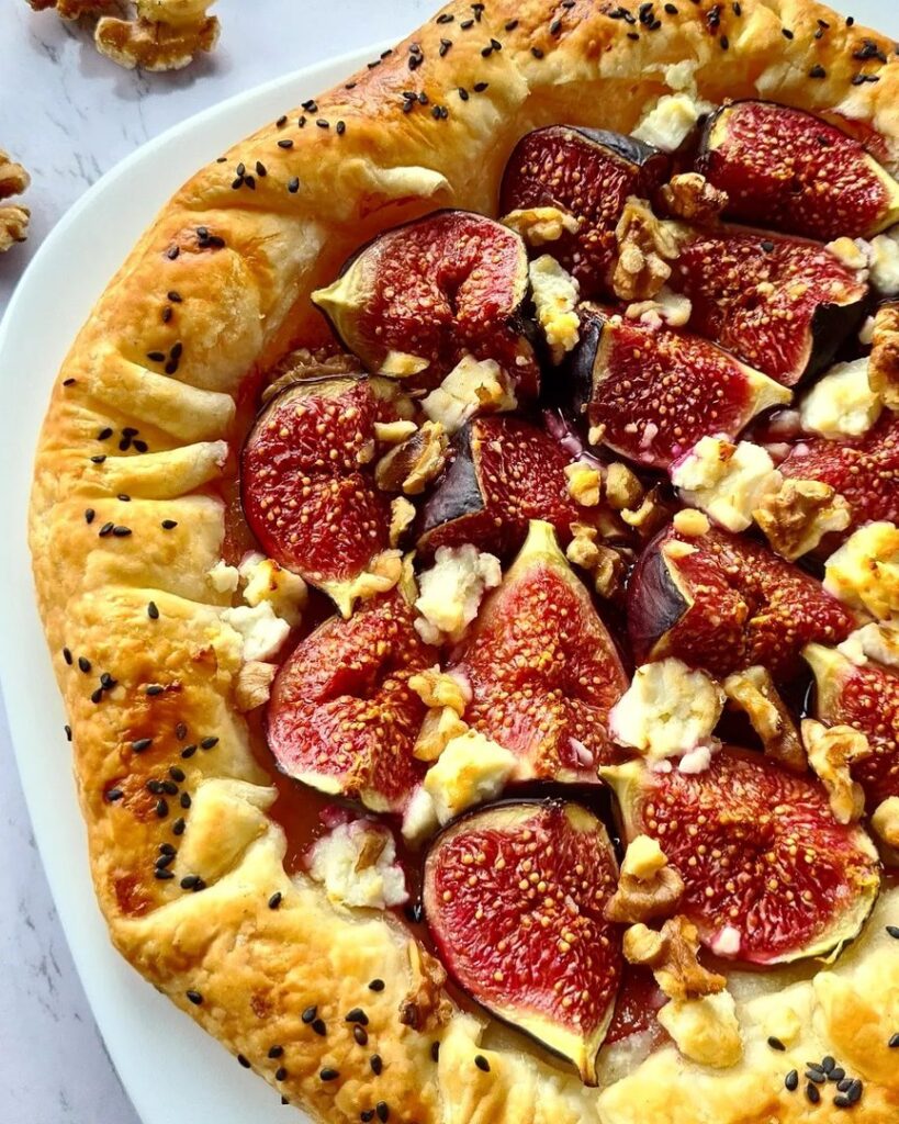 Tarte express figue, feta, miel et noix
