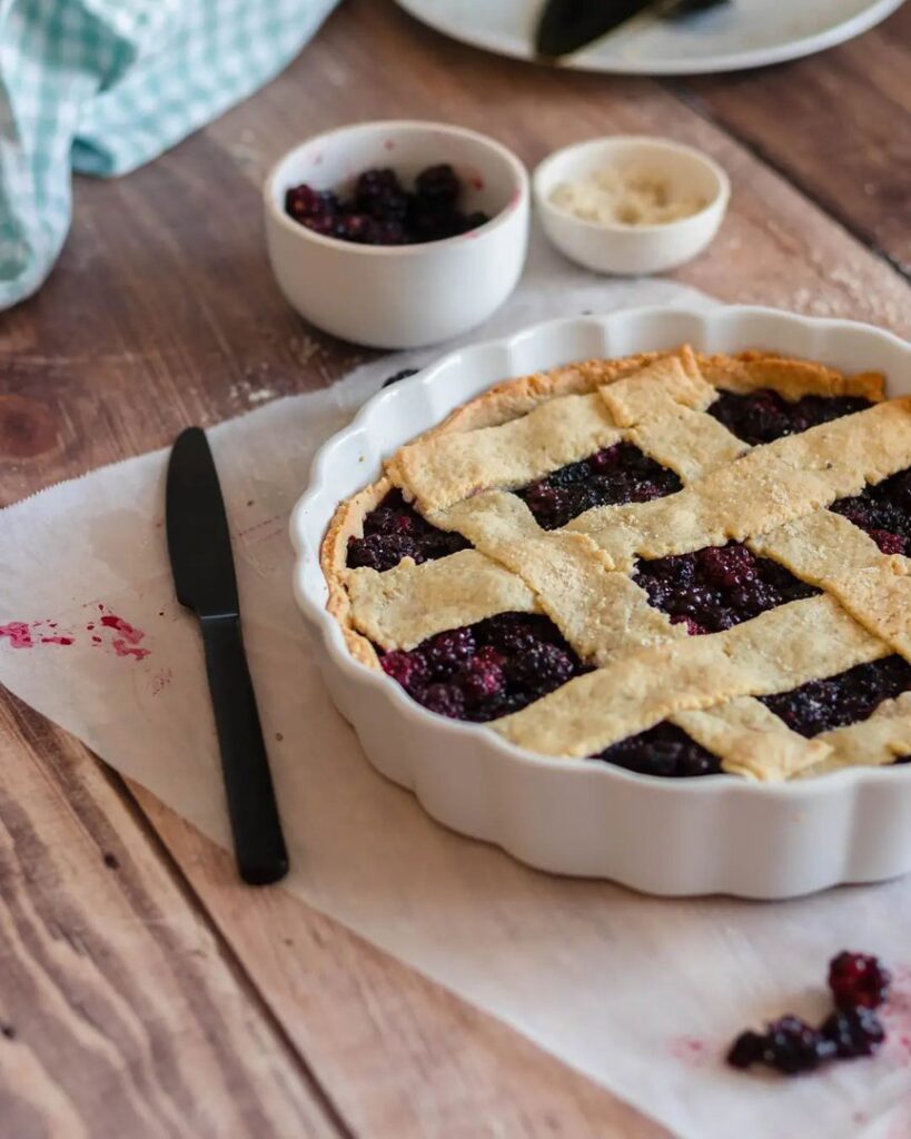 Tarte quadrillée aux mûres