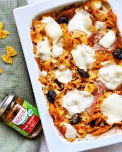 Gratin de pâtes à l&rsquo;italienne pesto de tomates mozzarella