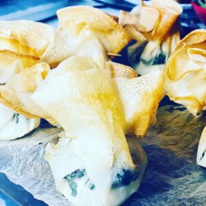 Aumônière aux épinards et fromage de chèvre