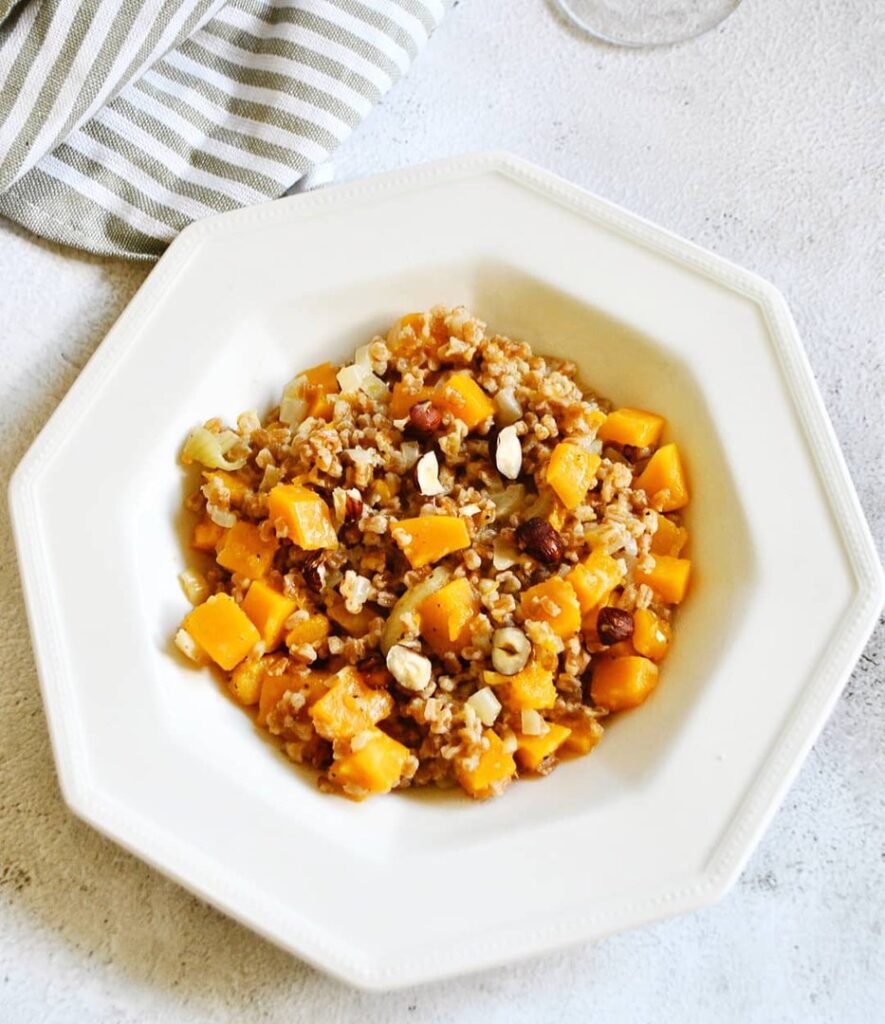 Risotto de petit épeautre courge noisettes