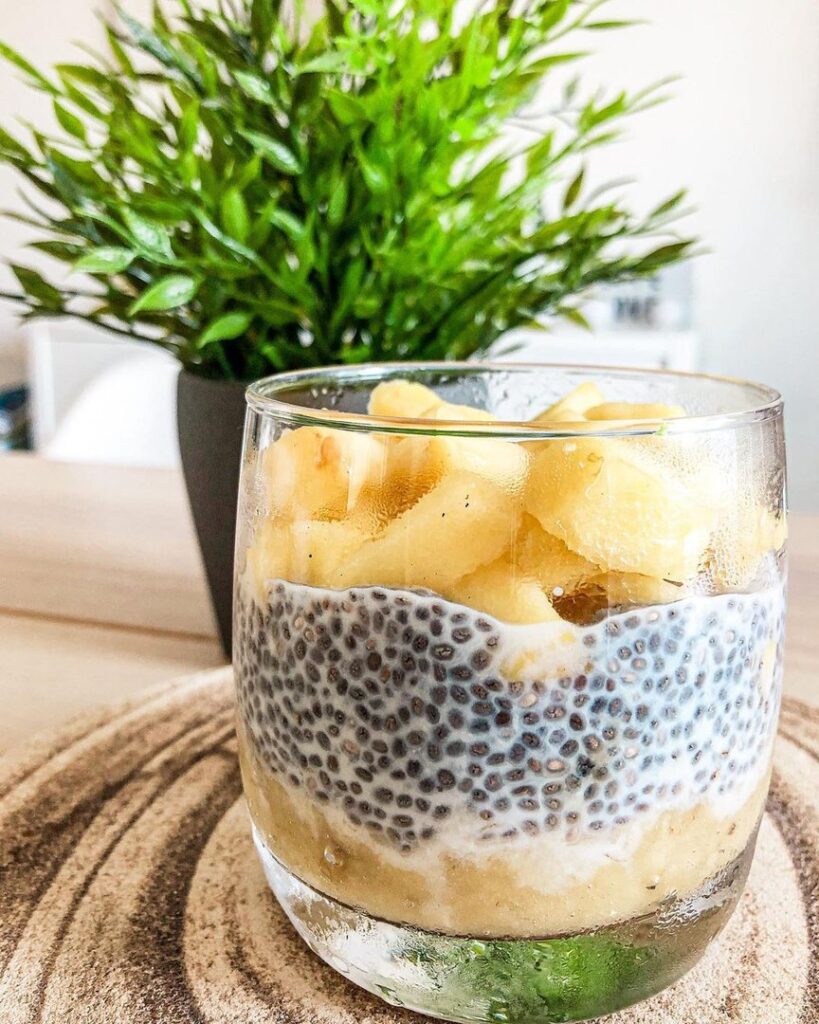Overnight chia pudding pomme banane