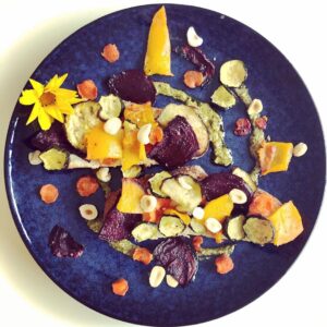 Toast chèvre miel légumes