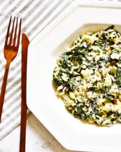 Risotto épinard chèvre frais noisettes