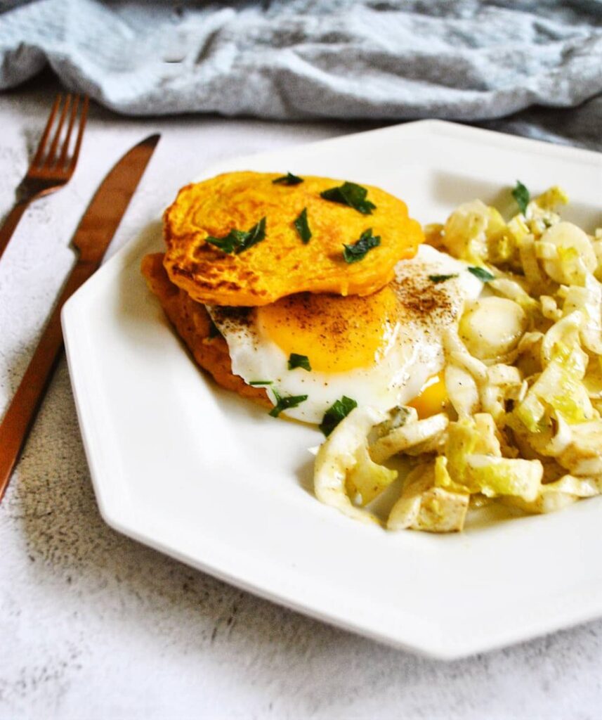 Pancakes à la courge fourrées au chèvre miel