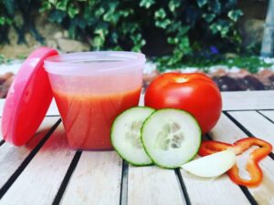 Gaspacho tomate concombre poivron oignon
