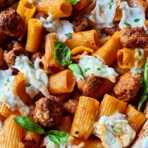 Pâtes gratinés aux boulettes parmesan et mozza