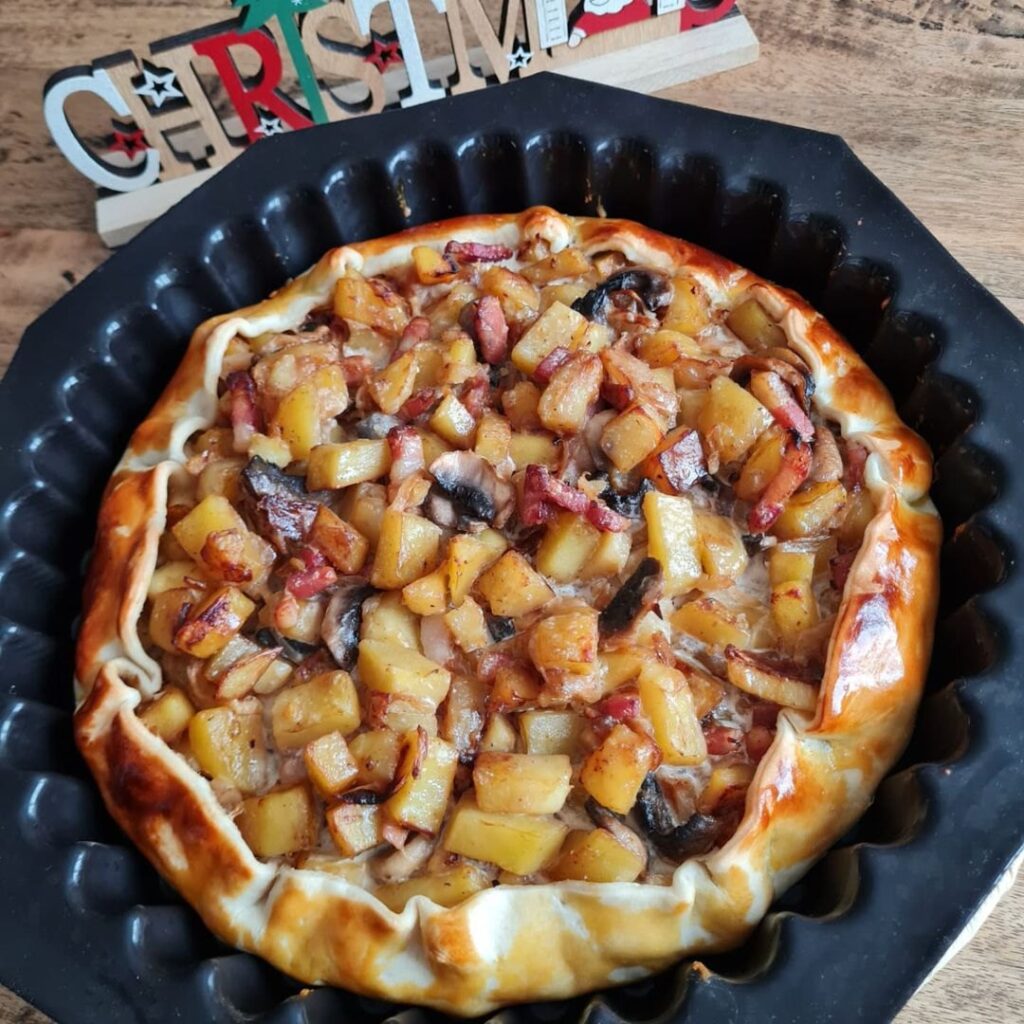 Tarte rustique aux champignons et lardons