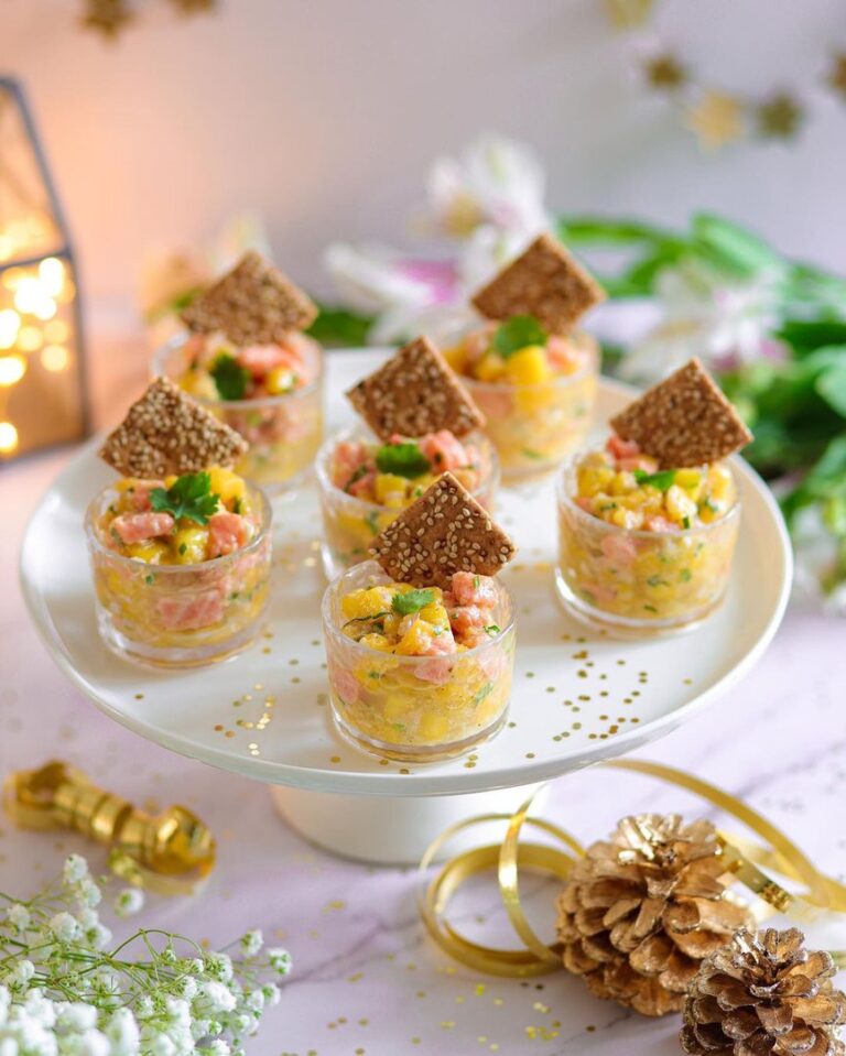 Verrines mangue saumon et crabe Verrines mangue saumon et crabe