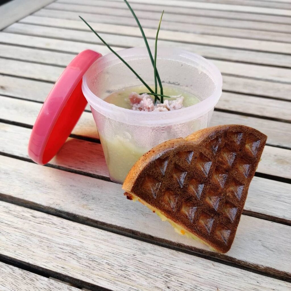 Purée de courgette avec sa gaufre