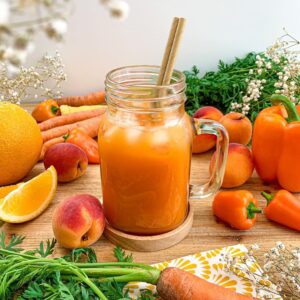 Jus d&rsquo;orange, carotte, poivron et abricot