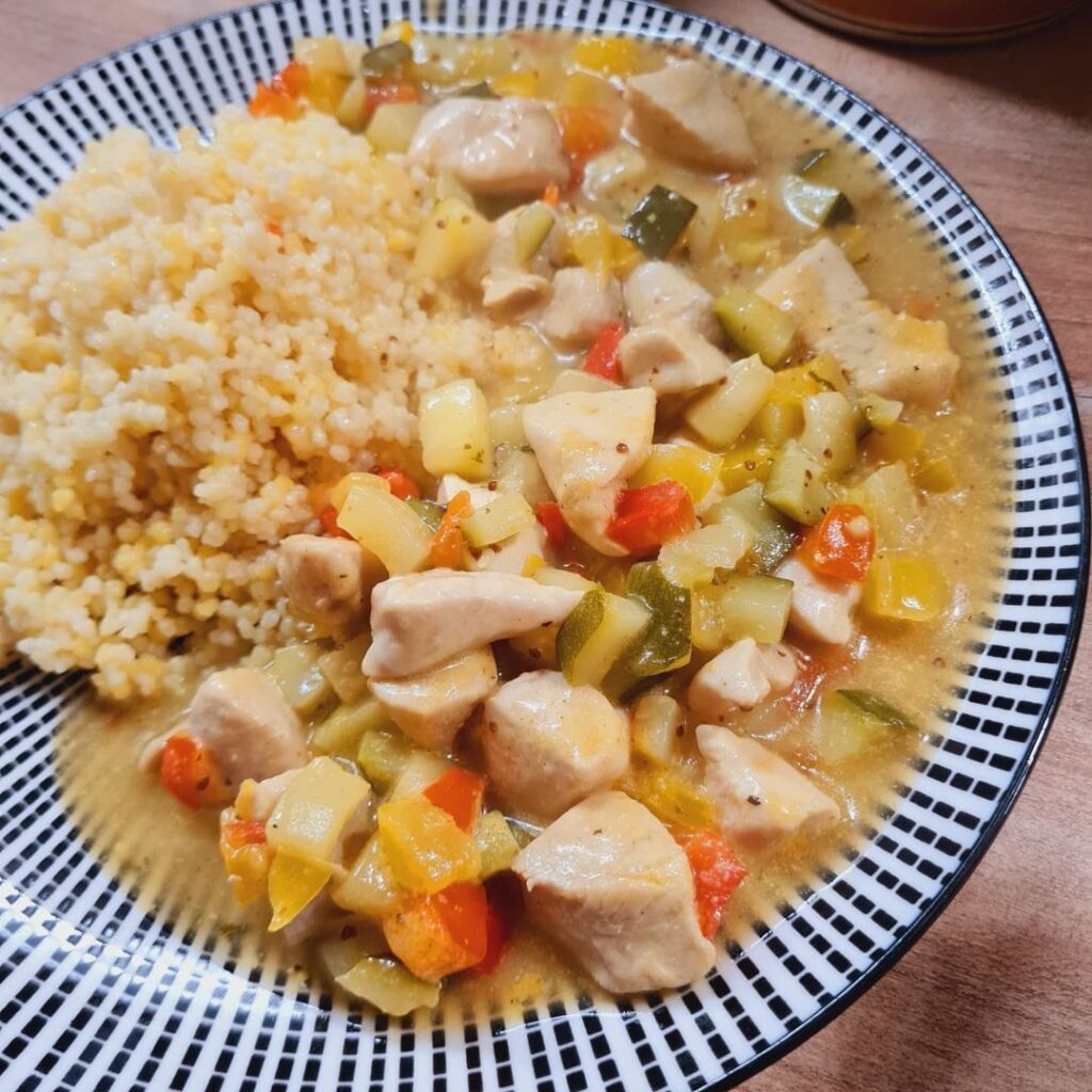 Poulet cuisiné aux pt légumes