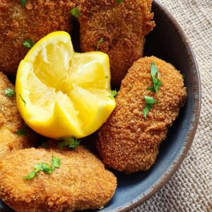 Halloumi pané et citron Halloumi pané et citron