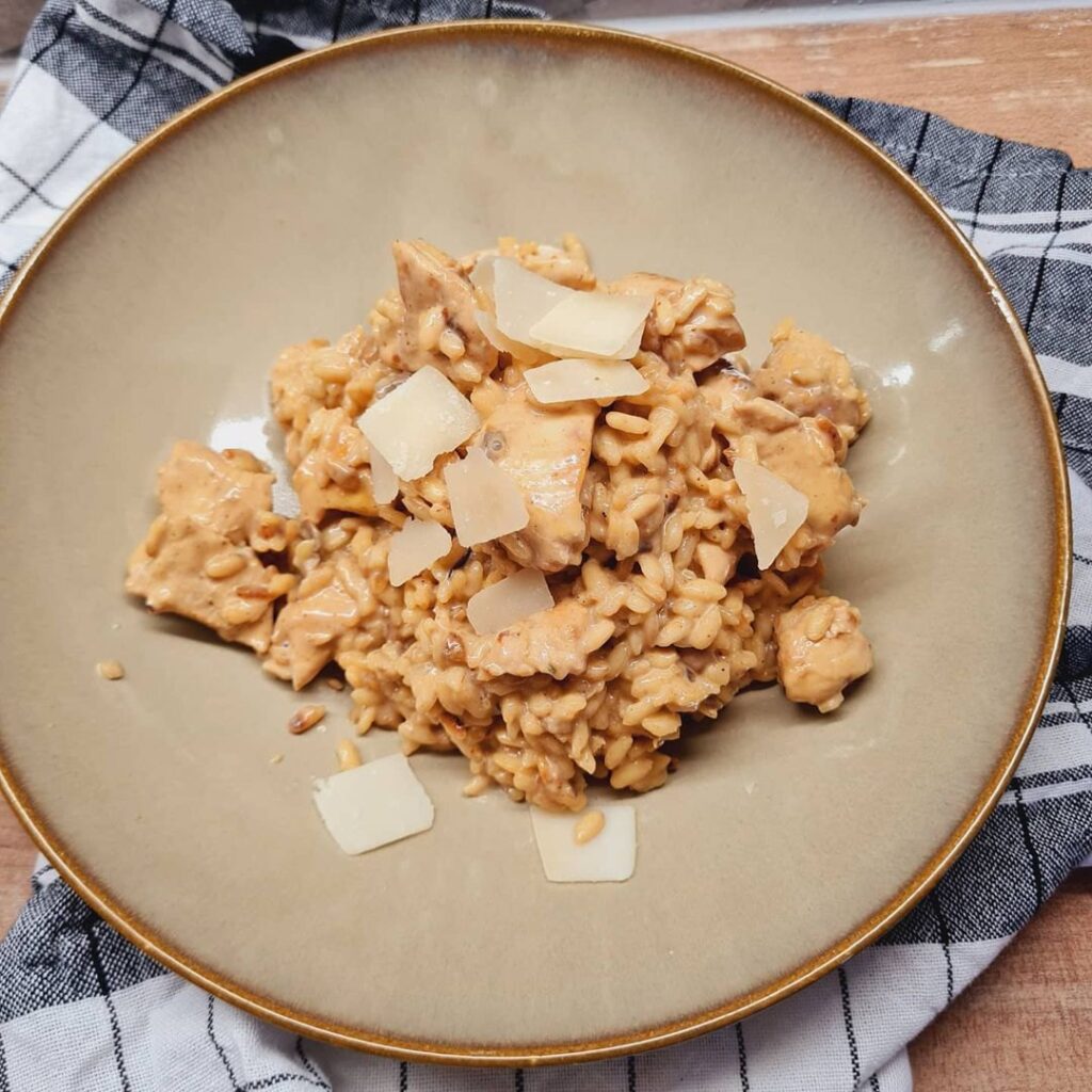 Risotto poulet et champignons
