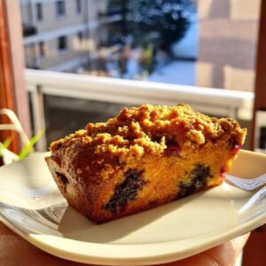 Crumble cake aux myrtilles