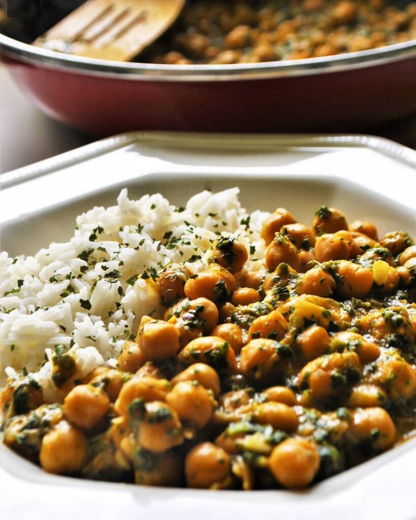 Curry de pois chiches aux épinards