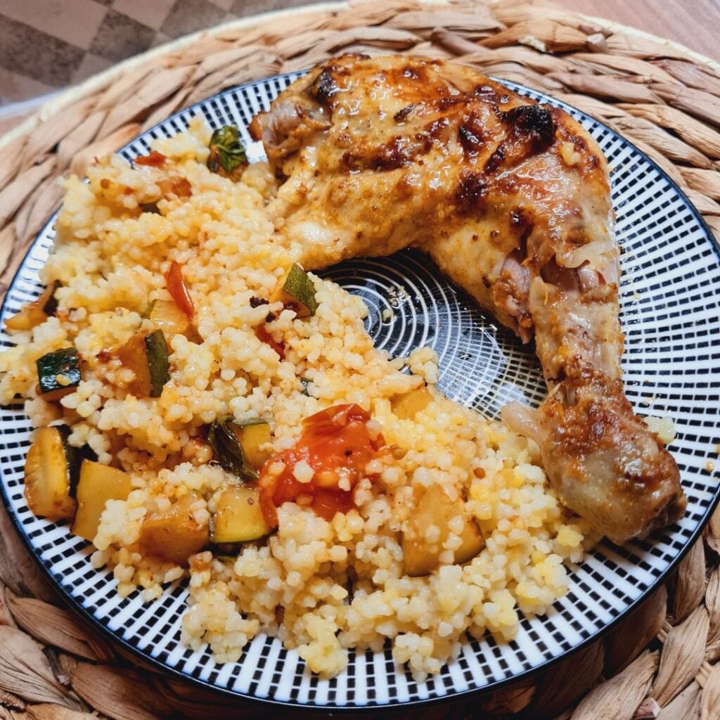 Cuisse de poulet & perle de blé aux pt légumes