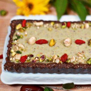 Tarte cacao pistache noisettes Tarte cacao pistache noisettes
