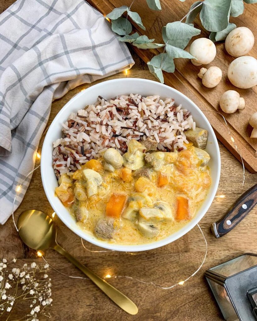 Sauté de dinde butternut et champignons