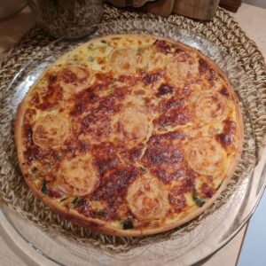 Quiche aux poireaux, dès de jambon & chèvre