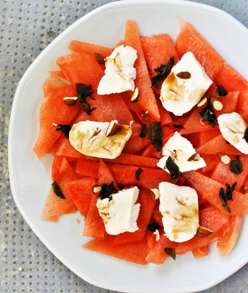 Salade pastèque mozza menthe