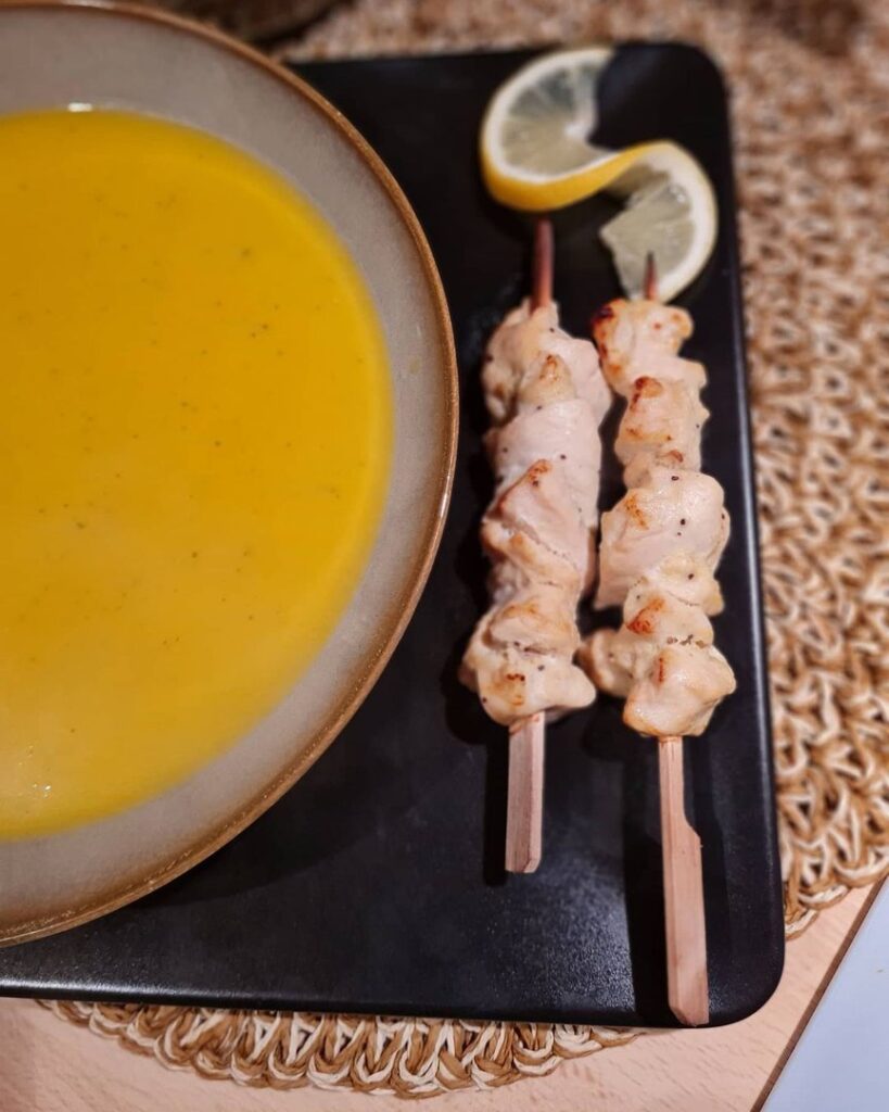 Soupe & brochettes de poulet au four