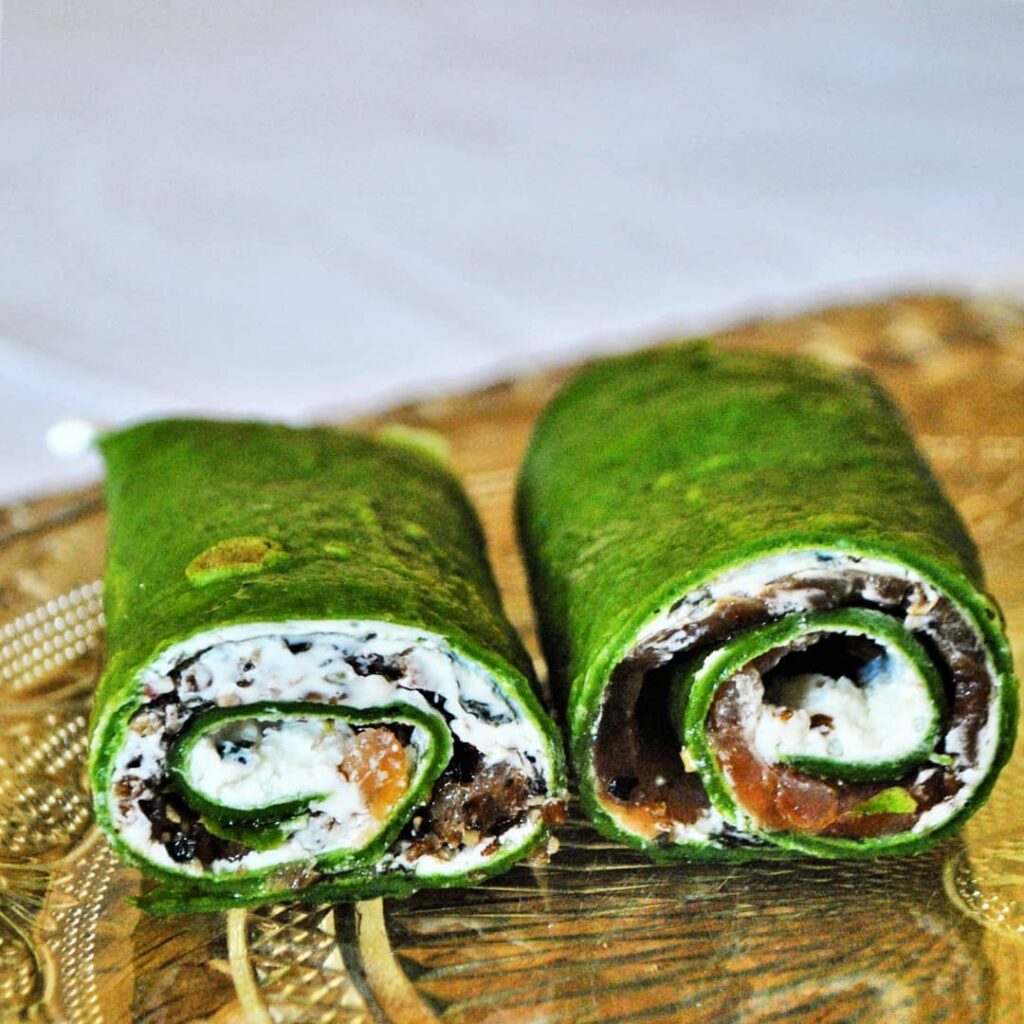 Wraps d&rsquo;épinards au saumon