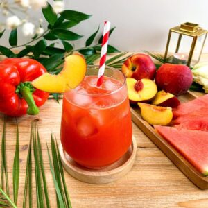 Jus de pastèque, nectarine et poivron rouge