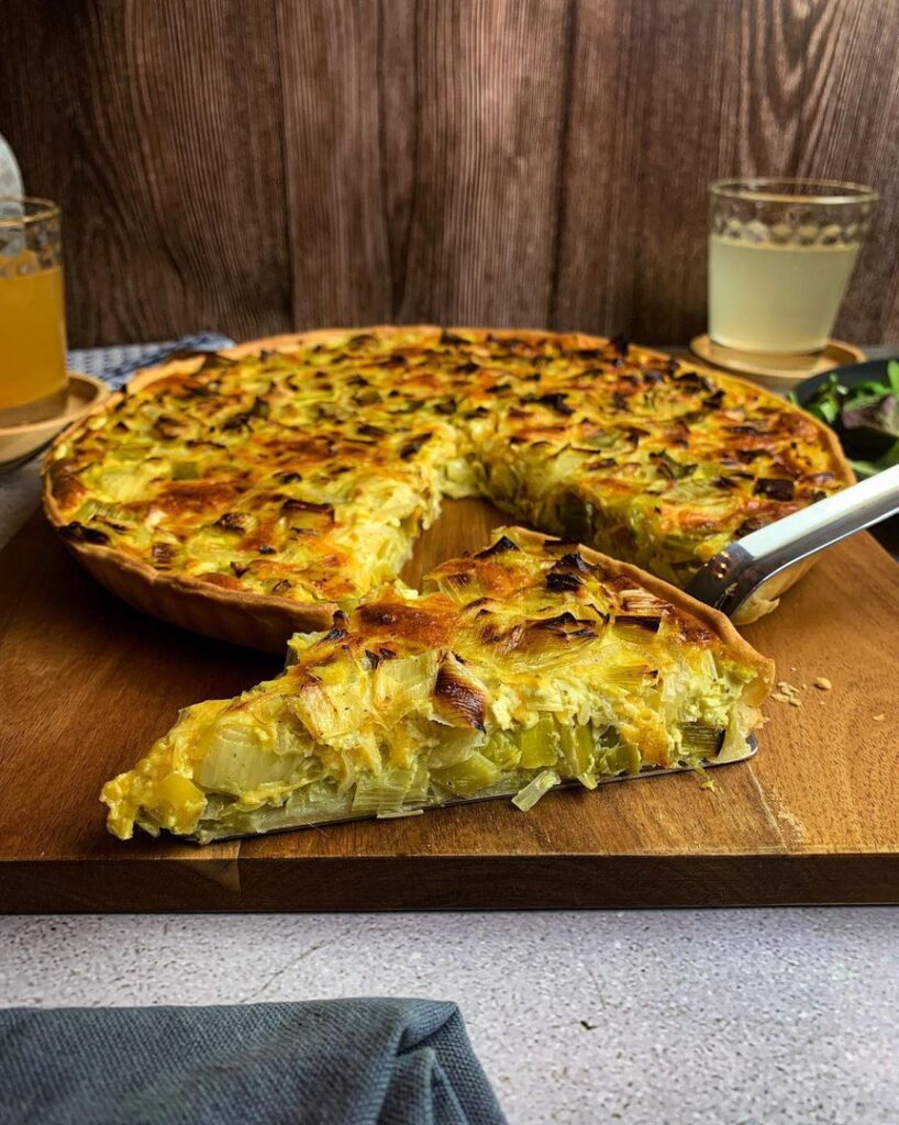 Quiche poireaux oignons cheddar