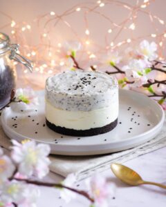 Mini cheesecake au sésame noir et tofu