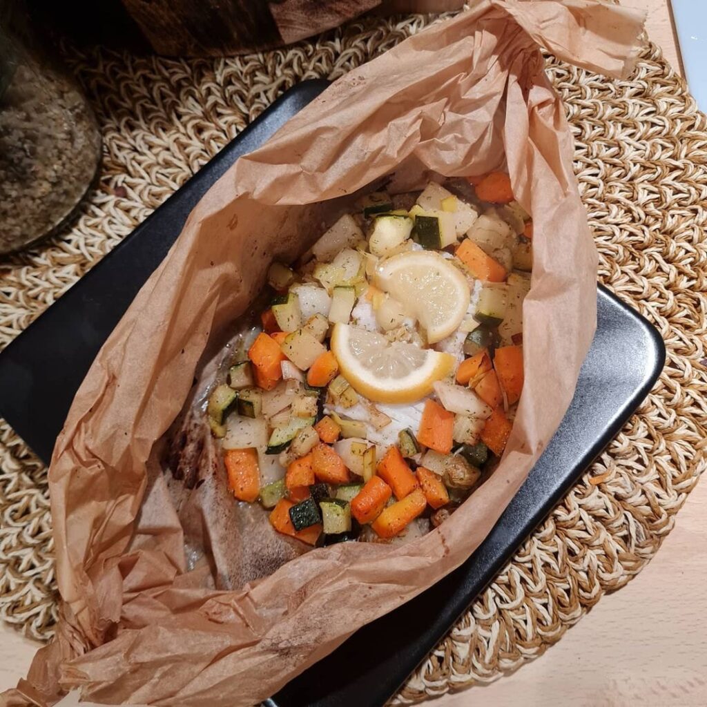 Papillote de colin aux pt légumes
