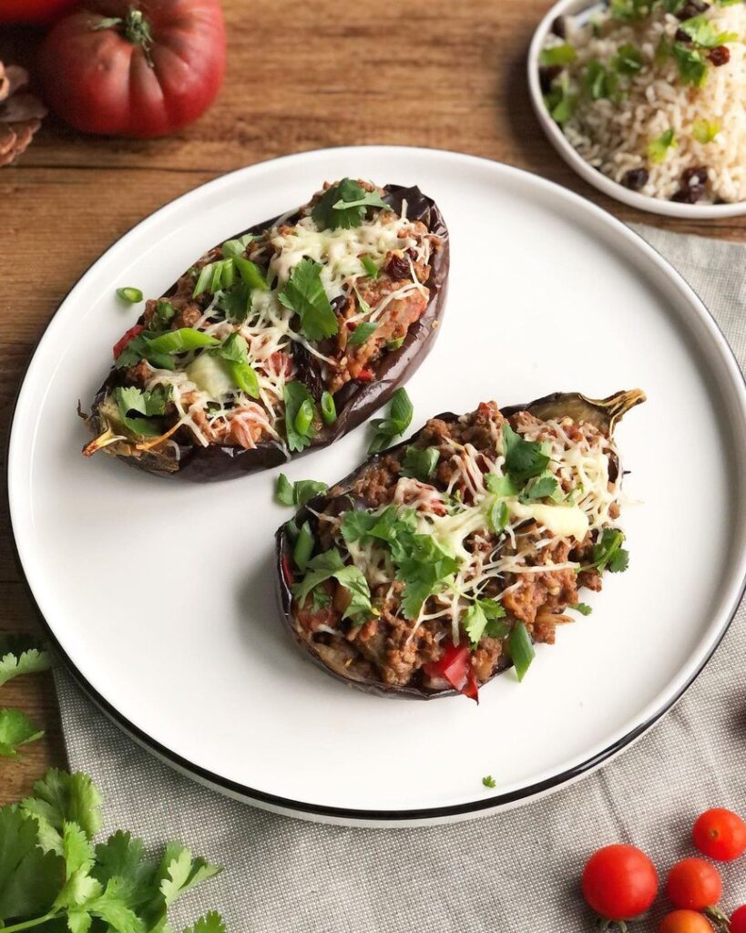 Aubergines farcies à la libanaise