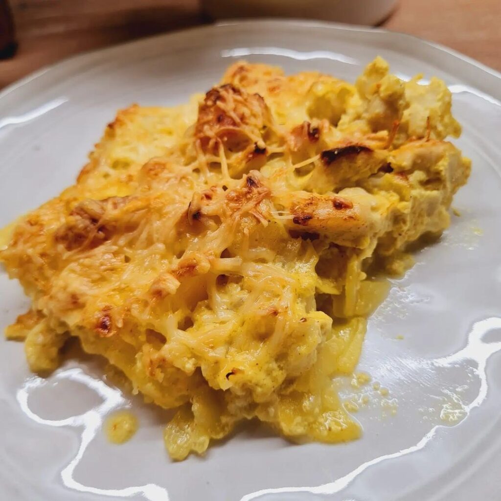 Gratin chou-fleur/pdt & poulet au curry