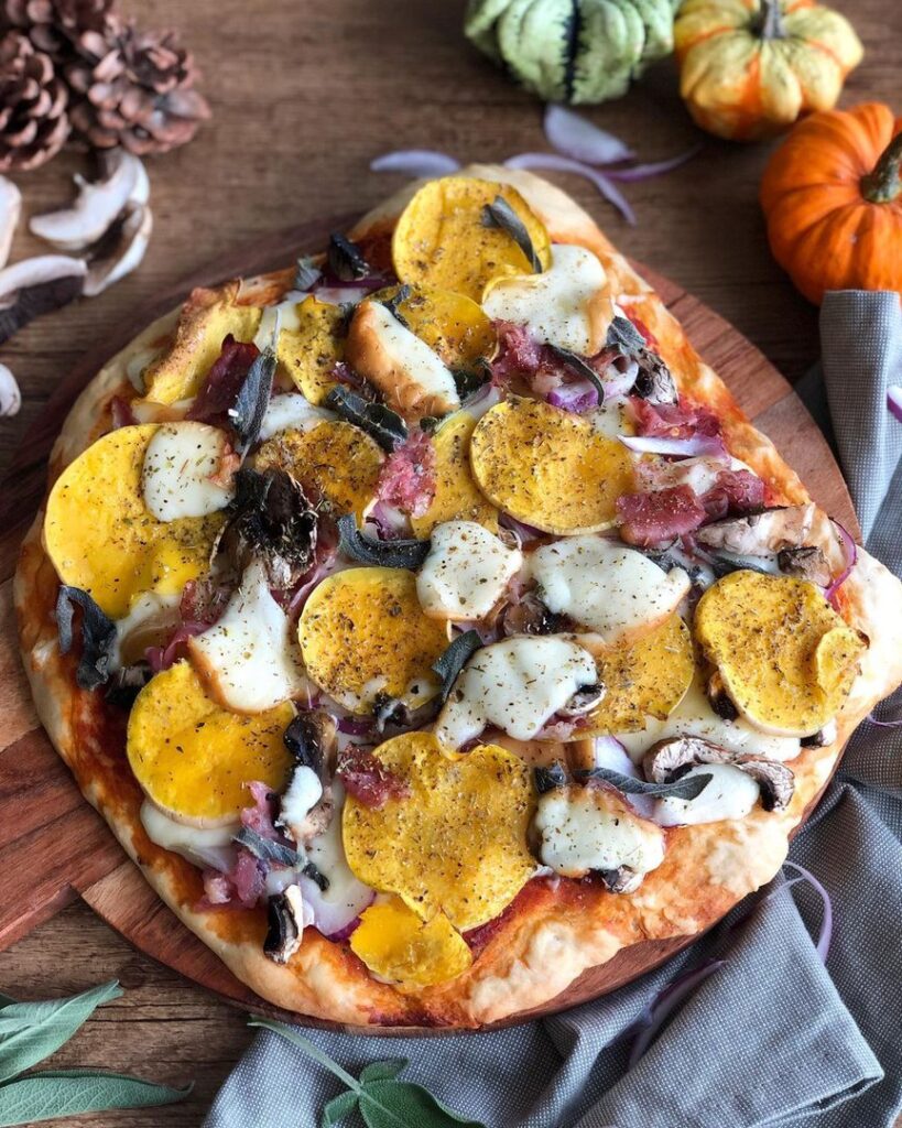 Pizza maison butternut pancetta et scamorza fumée