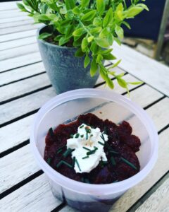 Velouté de betteraves au fromage de chèvre