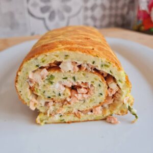 Roulé courgettes/chèvre & saumon
