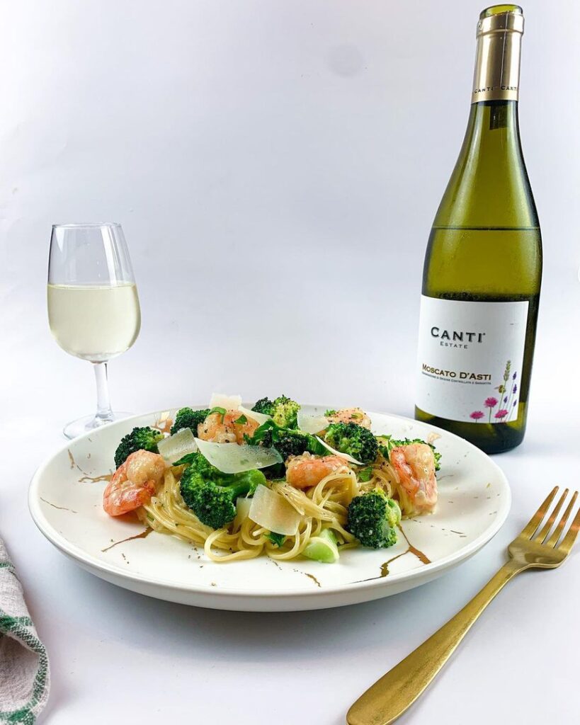Capellini aux crevettes et brocolis
