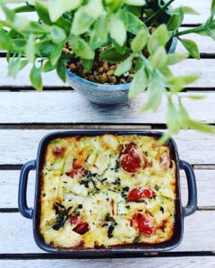 Clafoutis de tomates cerises et de chèvre