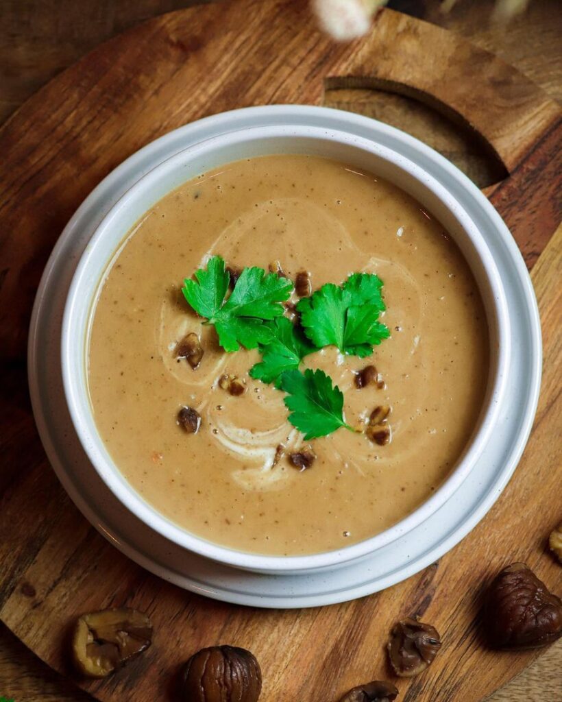 Velouté de châtaignes et crème de coco vegan