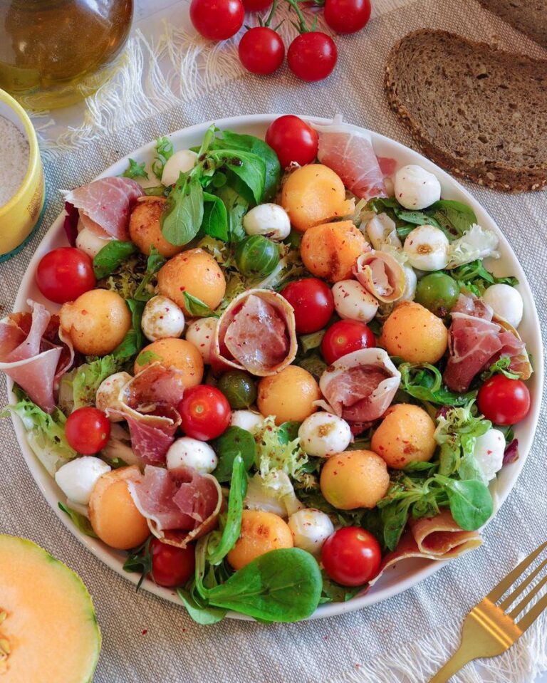 La salade de billes melon tomates et mozzarella La salade de billes melon tomates et mozzarella