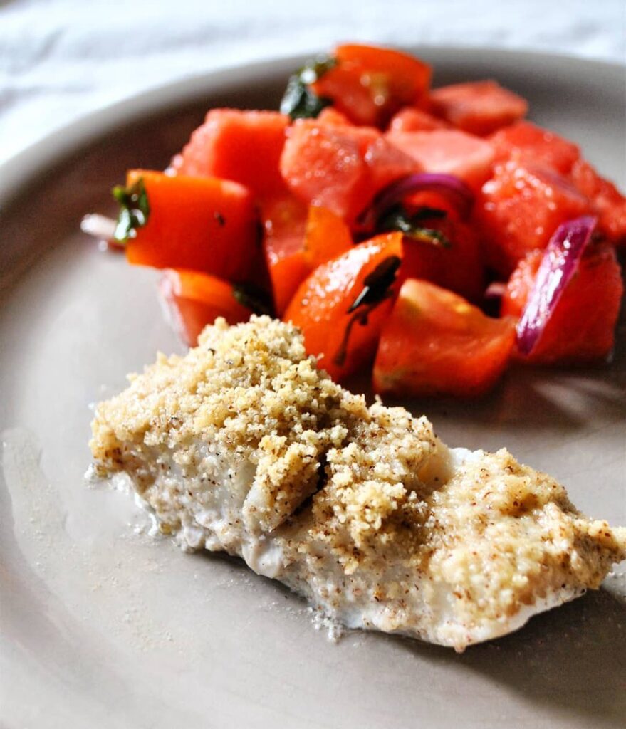 Poisson en croûte de noisette et parmesan