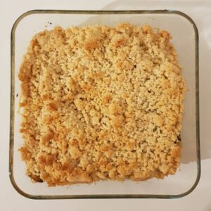 Crumble de courgettes, champignons et poireaux
