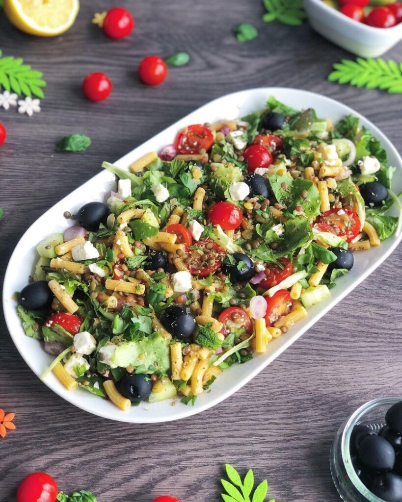 Salade de pâtes aux lentilles façon grecque