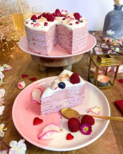 Mille crêpes à la rose et au litchi