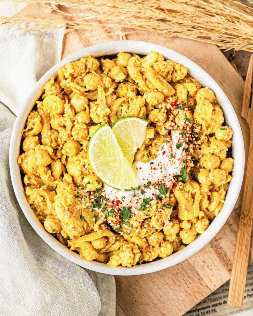 Curry crèmeux express, pois chiche et choux fleur