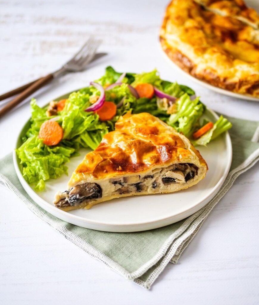 Tourte au poulet et champignons