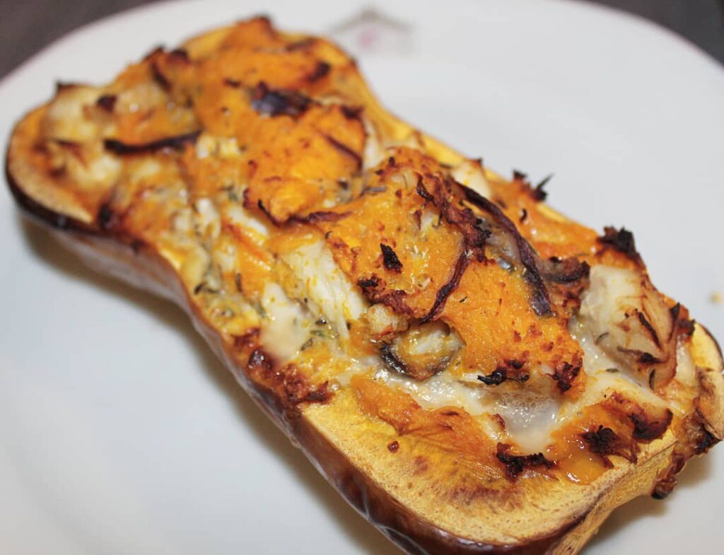 Butternut farcie au cabillaud